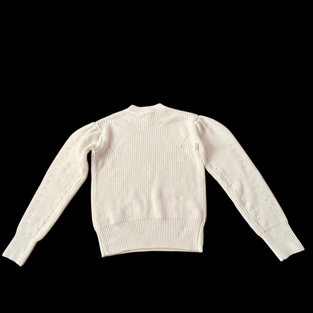 Anthropologie English Factory Women’s Ivory Ribbed Preppy Puff Sleeve Sweater XS - Picture 11 of 16